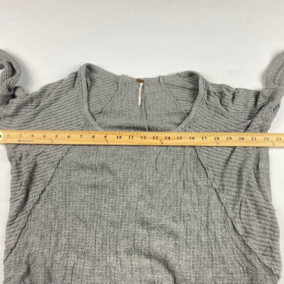Free People Ventura Waffle Knit Hi Lo Shirt Women's Size M Gray - Picture 12 of 16